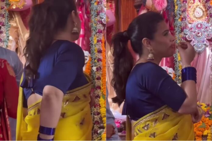 Kajol Viral Video: দুর্গাপুজোয় মিষ্টি খেয়ে শাড়িতে হাত মুছলেন অভিনেত্রী কাজল